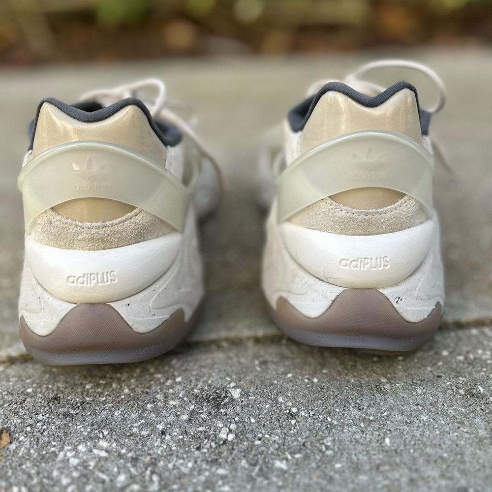 Adidas White and Tan Sneakers with Classic Silhouette